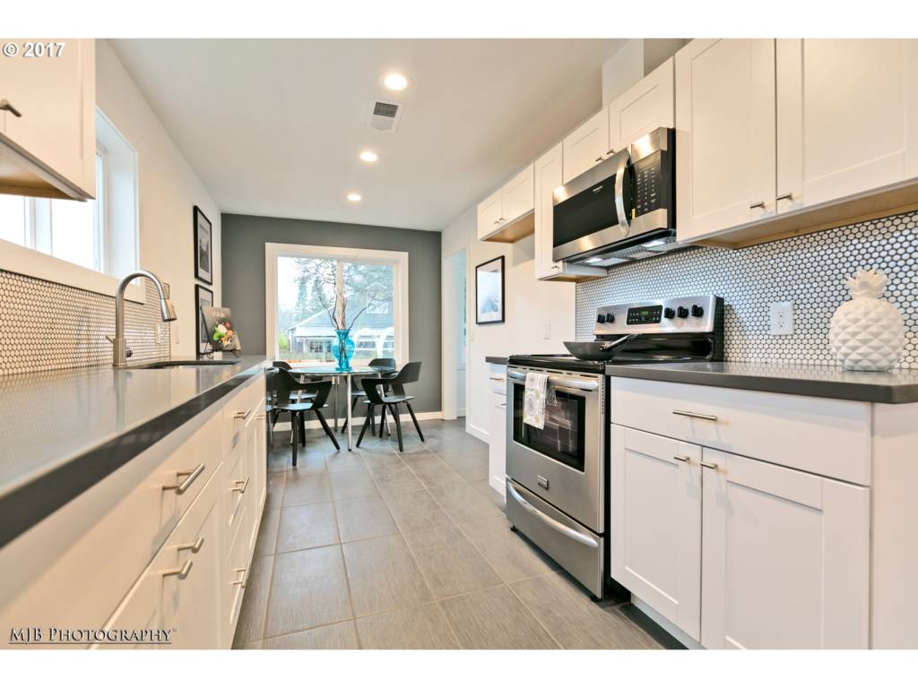 kitchen view of newly renovated home in the Reed neighborhood Portland OR